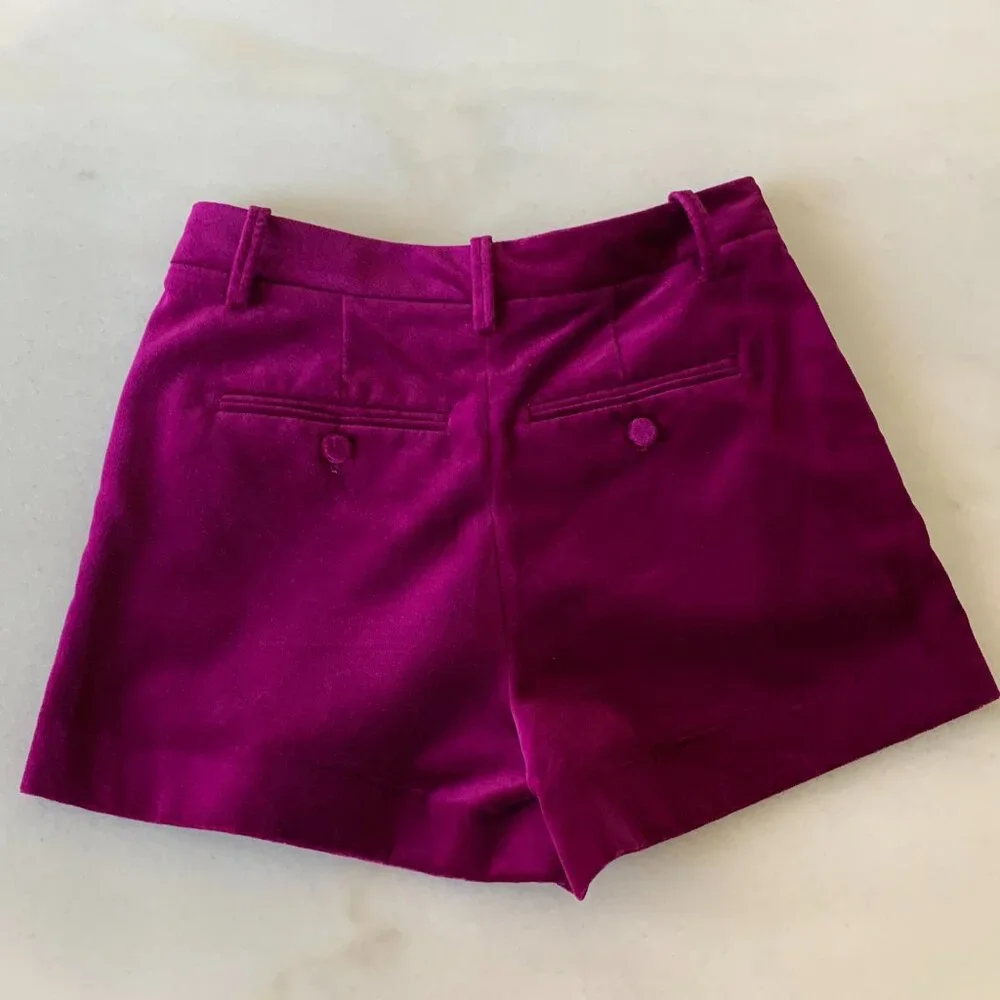 Zadig & Voltaire Magenta Velvet Shorts - Picture 4 of 7